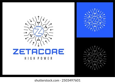 Z letter Circle Tech Network Logo vector icon illustration