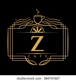 Z letter coffee vector logo template (sign, symbol, emblem, ornament)