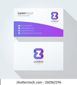 Z Letter Colorful Business card with 3d Logo