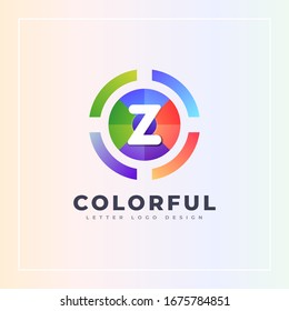 Z letter colorful logo archer target style isolated in the circle shape. Vector design template elements for your Brand or company identity.