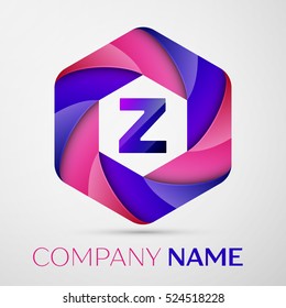 Z Letter colorful logo in the hexagonal on grey background. Vector template for your design