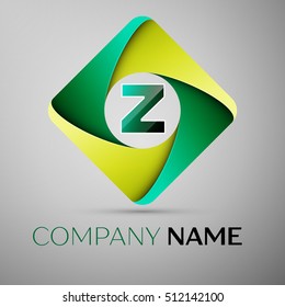 Z letter colorful logo in the rhombus. Vector template for your design