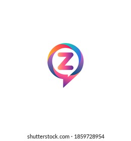 z letter colorful on circle chat icon logo.z chat logo minimalist template using modern and gradient style.z letter ellipse chat logo.