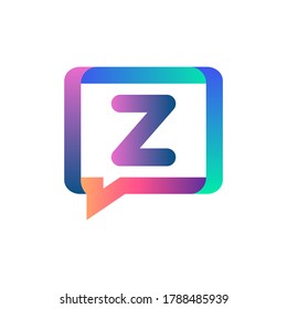 Letra Z colorida sobre el logotipo del icono de chat rectangular.Z logotipo de chat plantilla minimalista con un estilo moderno y degradado.Z logotipo de la letra.Z logotipo de la carta chat