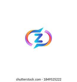 z letter colorful on rectangle chat icon logo.