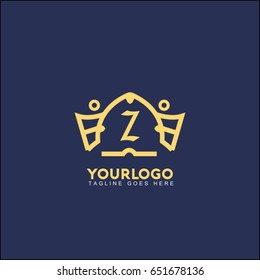 Z letter creative king crown logo. Royal Palace Vector illustration.