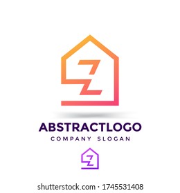Z letter creative logo design for real estate company with modern home symbol icon.