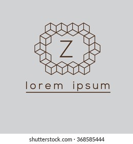 Z letter cubes, geometric vector logo template (sign, symbol, emblem, ornament)
