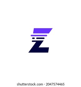 Z Letter Dash Lowercase Tech Digital Fast Quick Delivery Movement Blue Logo Vector Icon Illustration