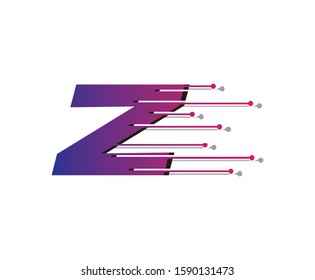 Z Letter Digital Data Logo Icon, Fast Hi-tech  Z Design Concept.