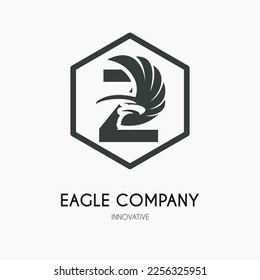 Z Letter with Eagle Wings Icon Logo Idea Template. Eagle Head Classic Business Logo Concept