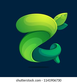 Z letter ecology logo from a twisted green leaves. Font style, vector design template elements for your application or corporate identity.