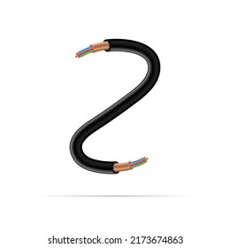 Z letter electric cable design. Vector realistic font for logo, app logo, creative template etc.