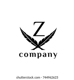 Z letter  feather vector logo design template. Wings heraldic emblem