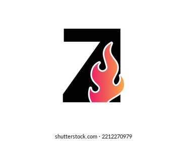 Diseño del logotipo flame de la letra Z. Ilustración del vector de concepto de logotipo de incendio.