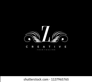 Z Letter Floral Elegant Graceful Ornament Logo