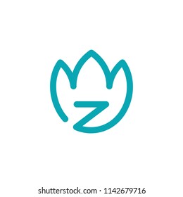 z letter flower logo vector icon line outline monolne