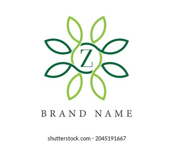 Z Letter with Flower logo. Vector logo template