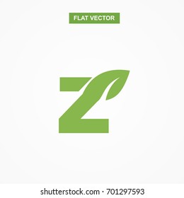 z letter font logo flat with leaf vector logo template