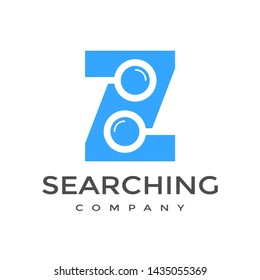 Z Letter or font with magnifying glass vector logo template. This alphabet can be used for searching, discovery, find business. 