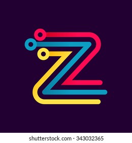 Z letter formed by electric line. Font style, vector design template elements for your application or corporate identity.