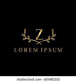 Z letter golden branches vector logo design template