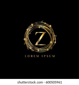 Z letter golden wreath vector logo design template
