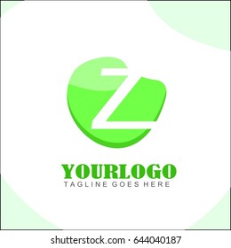 Z letter green circle logo. Simple brand identity health, food, tech, eco & friendly for your business