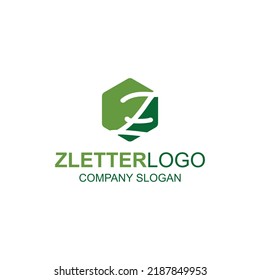 Ilustración del logotipo del vector del hexágono de letra Z con colores verdes