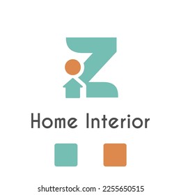 Z Letter with Home House Icon on Home Interior, Architecture, Möbel Business Logo-Vorlage