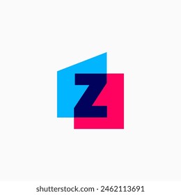 z Letter House Overlapping color Monogram Home mortgage architect architecture logo vector icon illustration