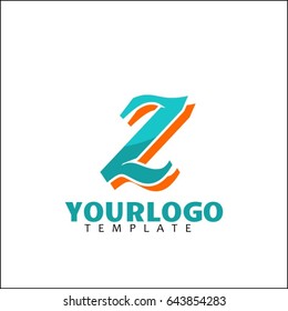 Z letter identity. Colorful logotype concept. Creative brand design and Unique symbol with star.