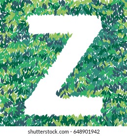 Z letter illustration. Leaves pattern