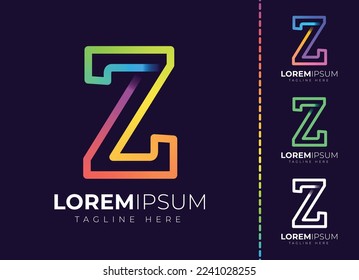 Z letter initial colorful gradient logo. Modern letter z logo design.