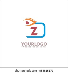 Z letter initial with eyes logo in orange & blue color