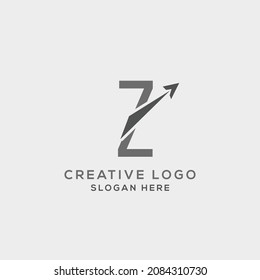 Letra Z inicial incorporada con ilustración vectorial de diseño de logotipo de flecha.