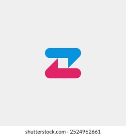 Z letter initial logo with blue and red color