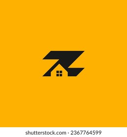 Logotipo inicial de letra Z con icono de casa incorporado