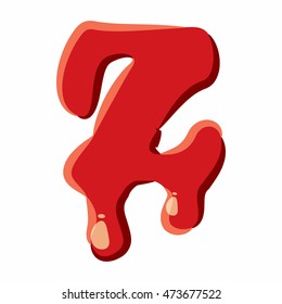 Z letter isolated on white background. Red bloody Z letter vector illustration