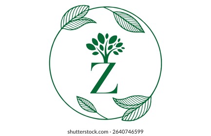Z Letter with Leaf Logo Vector