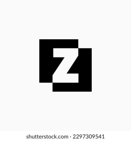 Z Letter Lettermark Square Initial Negative Space Logo Vector Icon Illustration