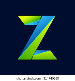 Z letter line colorful logo. Abstract trendy green and blue vector design template elements for your application or corporate identity.