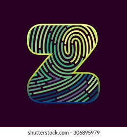 Z letter line logo. Vector fingerprint design template elements.