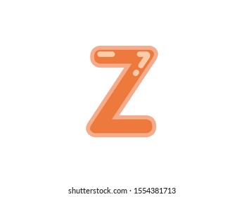 Z letter logo alphabet orange candy jelly glossy vector isolated on white background 