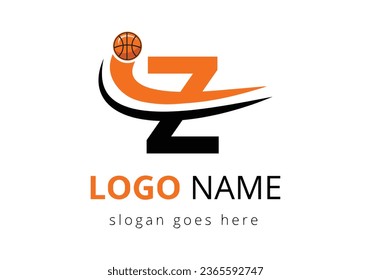 Z Letter Logo With Basketball Ball. Sports Symbol Vector Template Design