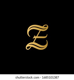 Z letter logo with black background.Gold letter icon.Black and gold.