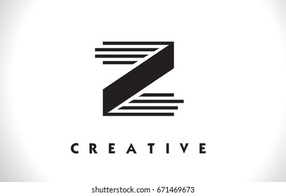 Z Letter Logo With Black Lines Design. Line Letter Symbol Vector Illustration