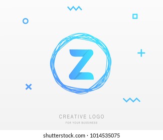 Z letter Logo With Brush Line Design. Vector Illustration
