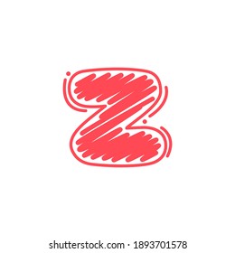 Z letter logo in childish wax crayons scribbles style. Bright colorful font for cute kids identity, funny craft package, vibrant poster, etc.