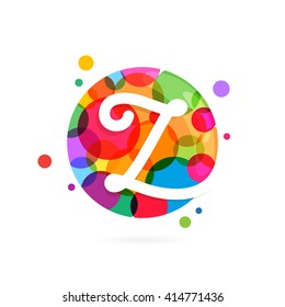 Z letter logo in circle with rainbow dots. Font style, vector design template elements for your application or corporate identity.